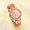 6PCS Rose Gold Luxury Watch and Jewelry Set |